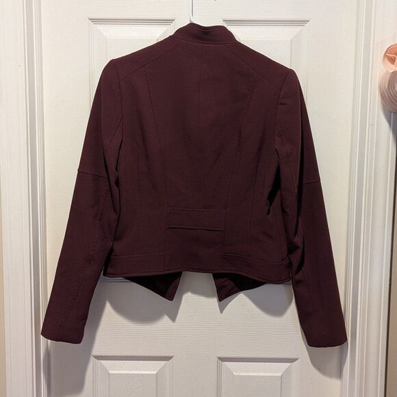 White House Black Market Size 4 Burgundy Open Front Jacket - Picture 3 of 8